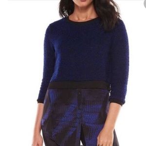 Gorgeous sweater with silk blouse accent